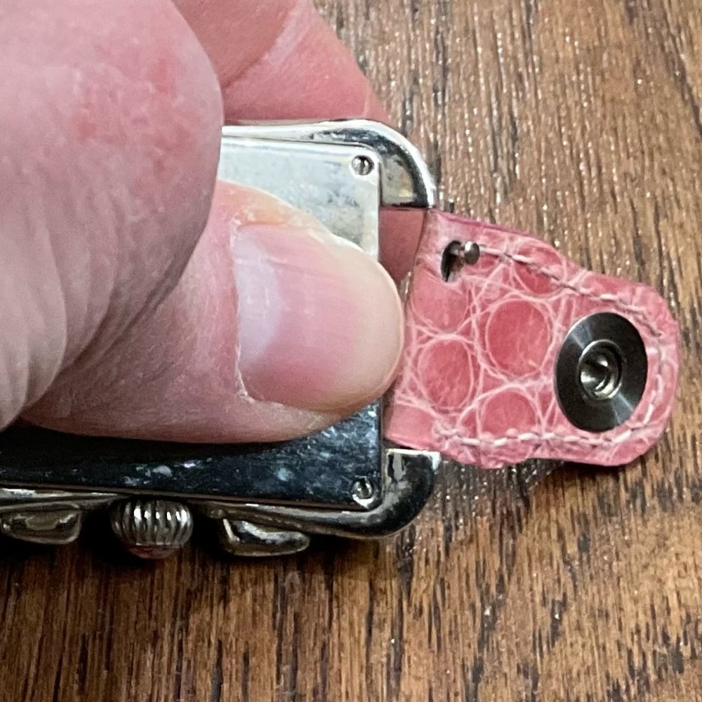 Authentic MICHELE Deco 18mm Watch Alligator Cuff Band in Pink. rare! - Picture 12 of 15